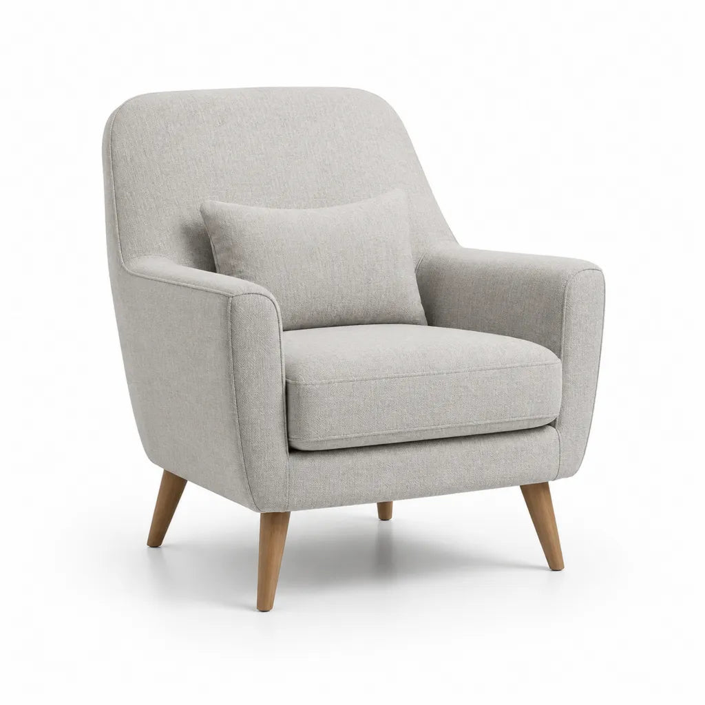 Fauteuil de salon a dossier haut en polyester gris clair avec coussin 78 x 82 x 90 cm